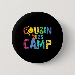 Badge Rond 5 Cm Camp Cousin 2025 Camping Campfire Vacances d'été