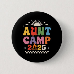 Badge Rond 5 Cm Camp de vacances de tante rétro 2025 Camp d'été