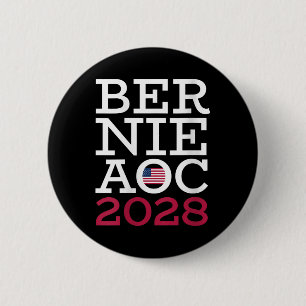 Badge Rond 5 Cm Campagne de Womens Bernie Aoc 2028 - Combattre l'o