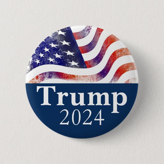 Badge Rond 5 Cm Campagne Drapeau Bleu Trump 2024 (Devant)