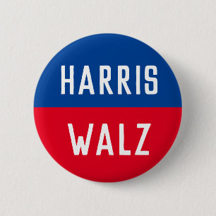 Badge Rond 5 Cm Campagne Harris Walz Bleu et Rouge