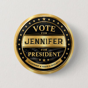 Badge Rond 5 Cm Campagne Or Noir Luxe