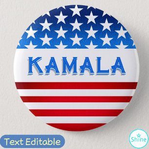 Badge Rond 5 Cm Campagne présidentielle Kamala Harris Drapeau amér