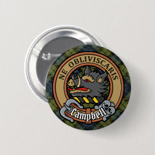 Badge Rond 5 Cm Campbell Crest sur Tartan