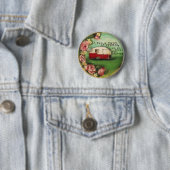 Badge Rond 5 Cm Campeur vintage et roses (En situation)
