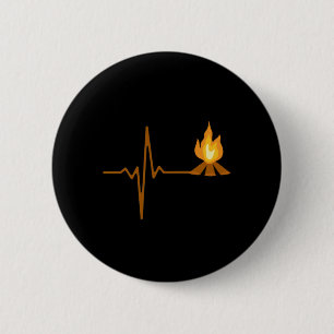Badge Rond 5 Cm Campfire Heartbeat Camping
