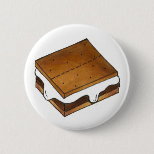 Badge Rond 5 Cm Campfire S'mores Marshmallow Camp Smores Foin