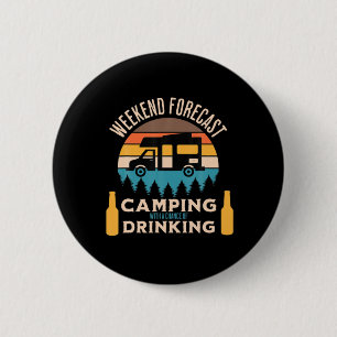 Badge Rond 5 Cm Camping Bière Avec Bière Anniversaire