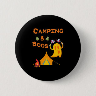 Badge Rond 5 Cm Camping & Boos Ghosts Vin Camping Halloween