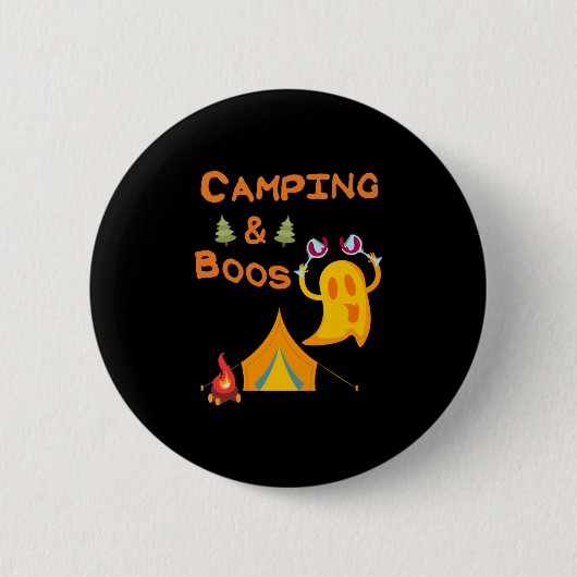 Badge Rond 5 Cm Camping & Boos Ghosts Vin Camping Halloween (Devant)