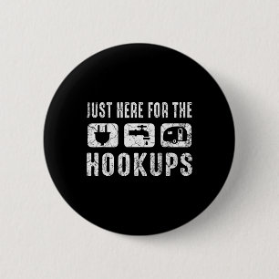 Badge Rond 5 Cm Camping Caravane Camping-Car Juste Ici Pour Le Hoo