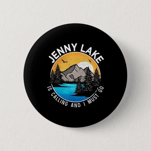 Badge Rond 5 Cm Camping de pêche - Lakeview Jenny Lake (Devant)