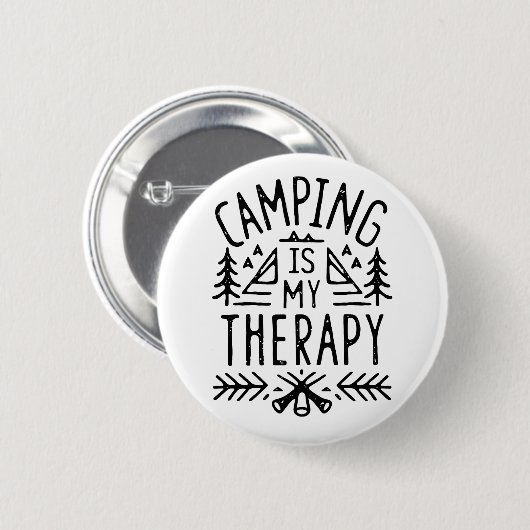 Badge Rond 5 Cm Camping est ma thérapie drôle camper (Devant & derrière)