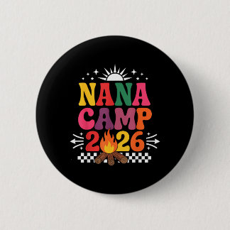 Badge Rond 5 Cm Camping rétro Nana 2026 Vacances d'été en famille