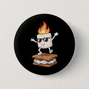 Badge Rond 5 Cm Camping Smore Marshmallow Chocolat Cute Dance Cam