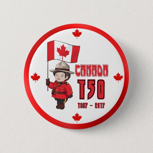 Badge Rond 5 Cm Canada 150 ans (Devant)