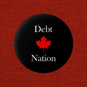 Badge Rond 5 Cm Canada Feuille d'érable Dette Nation Couleur foncé
