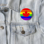 Badge Rond 5 Cm canada pays gay fier drapeau arc-en-ciel (En situation)