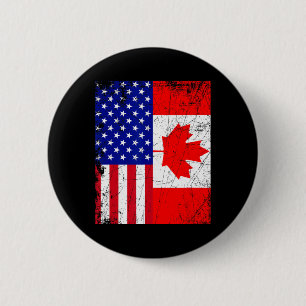 Badge Rond 5 Cm Canadian American Shirt États-Unis Drapeau Canada 