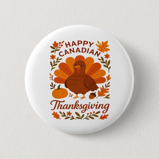 Badge Rond 5 Cm Canadian Thanksgiving Automne Celebration Classiqu (Devant)