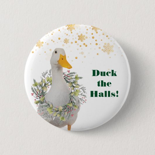 Badge Rond 5 Cm Canard à couilles blanc canard de Noël (Devant)