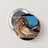 BADGE ROND 5 CM CANARD BRANCHU (Devant & derrière)