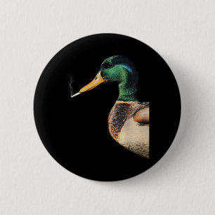Badge Rond 5 Cm Canard colvert fumant une cigarette Mème Canard co