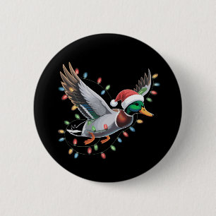 Badge Rond 5 Cm Canard de Noël volant avec saison de chasse aux lu