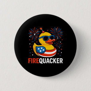 Badge Rond 5 Cm Canard drôle du 4 juillet Firequacker patriotique