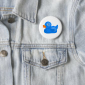 Badge Rond 5 Cm Canard en caoutchouc bleu (En situation)