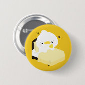 Badge Rond 5 Cm Canard fatigué mignon (Devant & derrière)