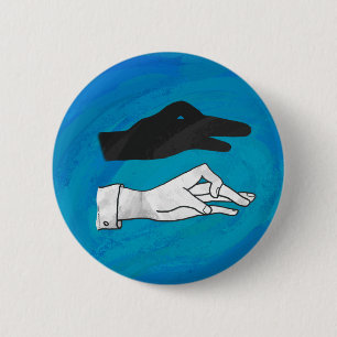 Badge Rond 5 Cm Canard noir sur bleu