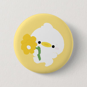 Badge Rond 5 Cm Canard Romantique Mignon