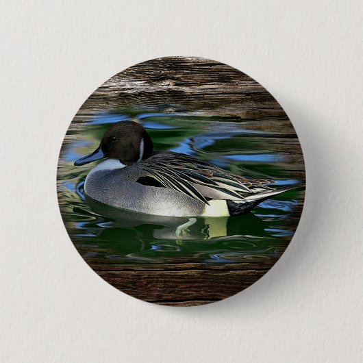 Badge Rond 5 Cm Canard Sur Le Lac (Devant)