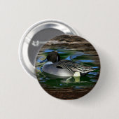 Badge Rond 5 Cm Canard Sur Le Lac (Devant & derrière)