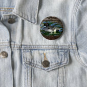 Badge Rond 5 Cm Canard Sur Le Lac (En situation)