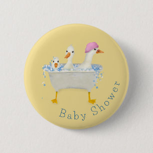 Badge Rond 5 Cm Canards aquarellisés fantaisistes dans la baignoir