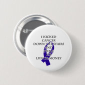 Badge Rond 5 Cm Cancer Bully (ruban bleu foncé) (Devant & derrière)