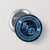 Badge Rond 5 Cm Cancer/Cheval (Devant & derrière)