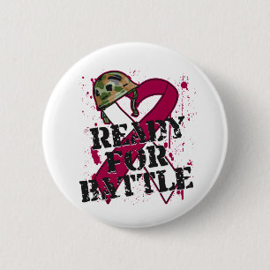 Badge Rond 5 Cm Cancer de la gorge prêt pour la bataille