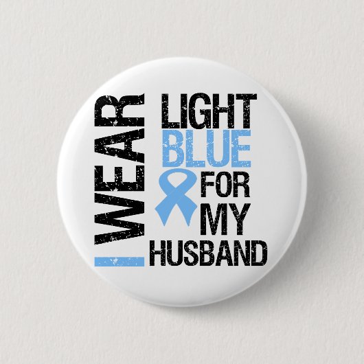 Badge Rond 5 Cm Cancer de la prostate Mari de ruban bleu clair (Devant)