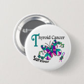Badge Rond 5 Cm Cancer de la thyroïde du survivant 6 (Devant & derrière)