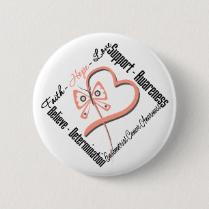 Badge Rond 5 Cm Cancer de l'endomètre Foi Hope Love Butterfly