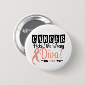Badge Rond 5 Cm Cancer De L'Endomètre : Le Mauvais Diva v2 (Devant & derrière)