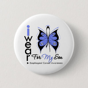 Badge Rond 5 Cm Cancer de l'oesophage Je porte le ruban papillon S