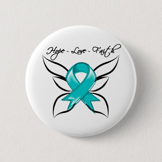 Badge Rond 5 Cm Cancer de l'ovaire Hope amour foi (Devant)