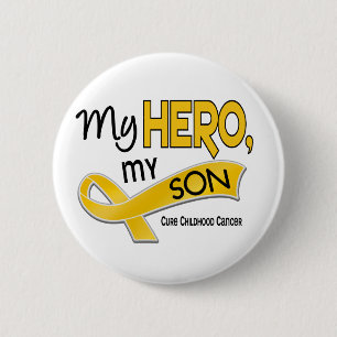 Badge Rond 5 Cm Cancer d'enfance MON HÉROS MON FILS 42
