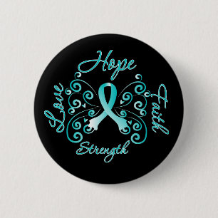 Badge Rond 5 Cm Cancer du col de l'utérus de force d'amour de foi