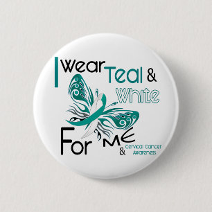 Badge Rond 5 Cm CANCER DU COL DE L'UTÉRUS je porte Teal et le