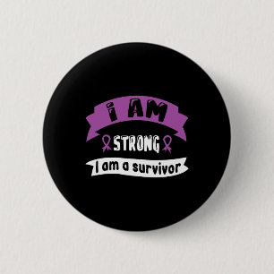 Badge Rond 5 Cm Cancer du pancréas Je Suis Forte Je Suis Survivant